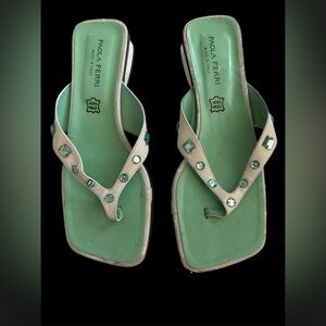 Paola Ferri Turquoise and White Women's Sandals